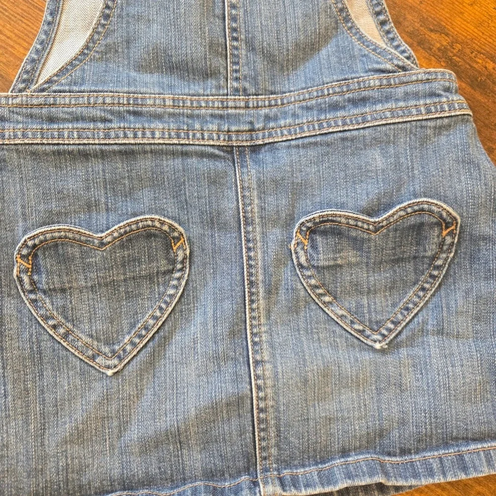 Mini Boden Girls Denim‎ Overalls Blue Polka Dot Lining Size 5-6Y 33319